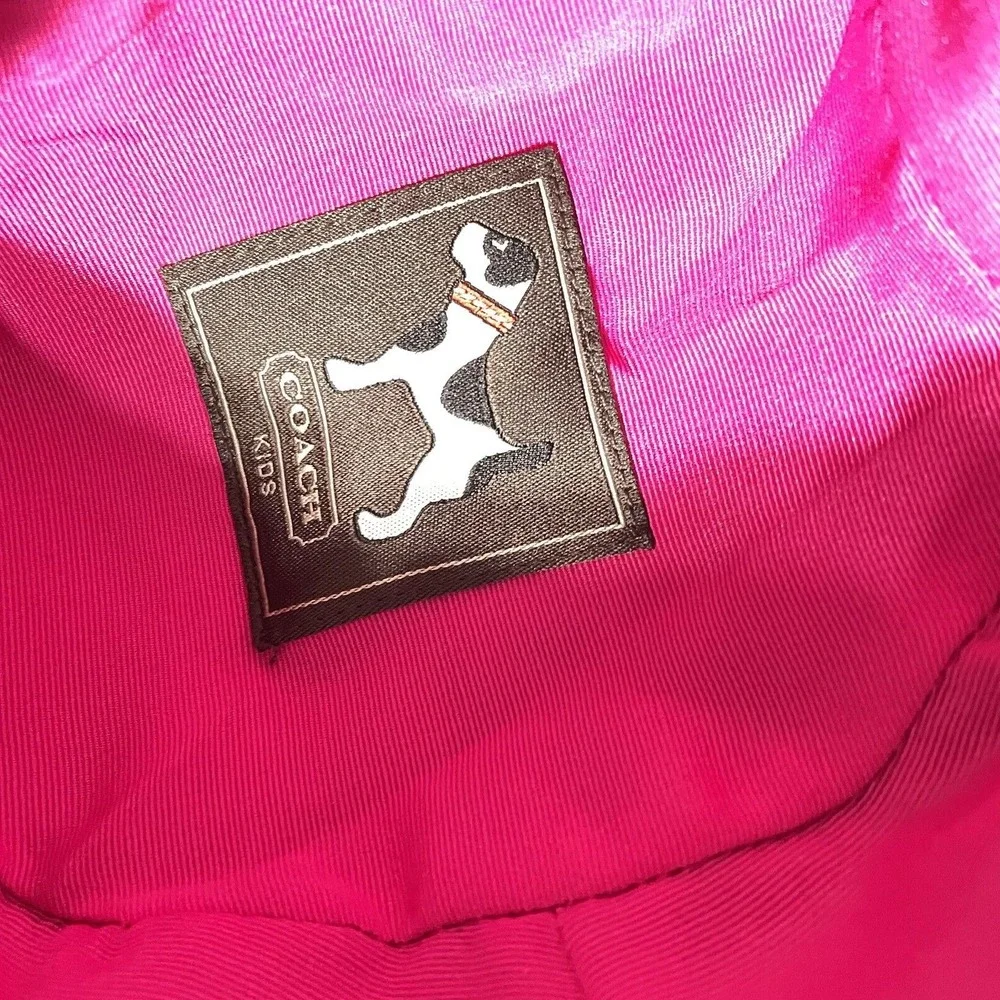 Vtg Coach Women Kids Girls Signature Monogram Bucket Hat Pink Trim Logo‎ Sz S/M